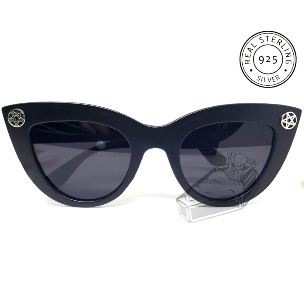 Handmade Inverted Pentacle Sunglasses 925 Silver Accents FAST Delivery Goth